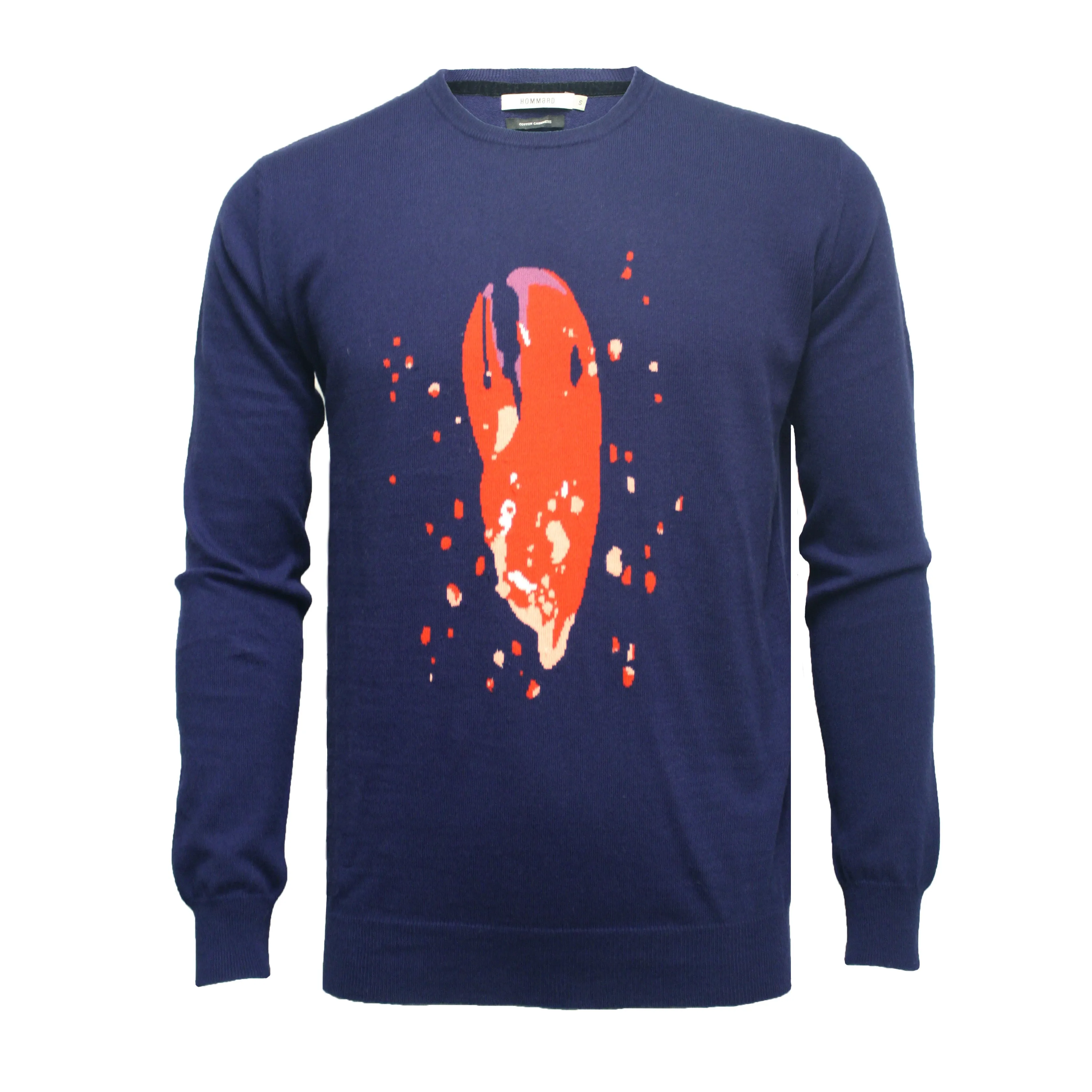 Navy Crew Neck Lobster Claw Intarsia