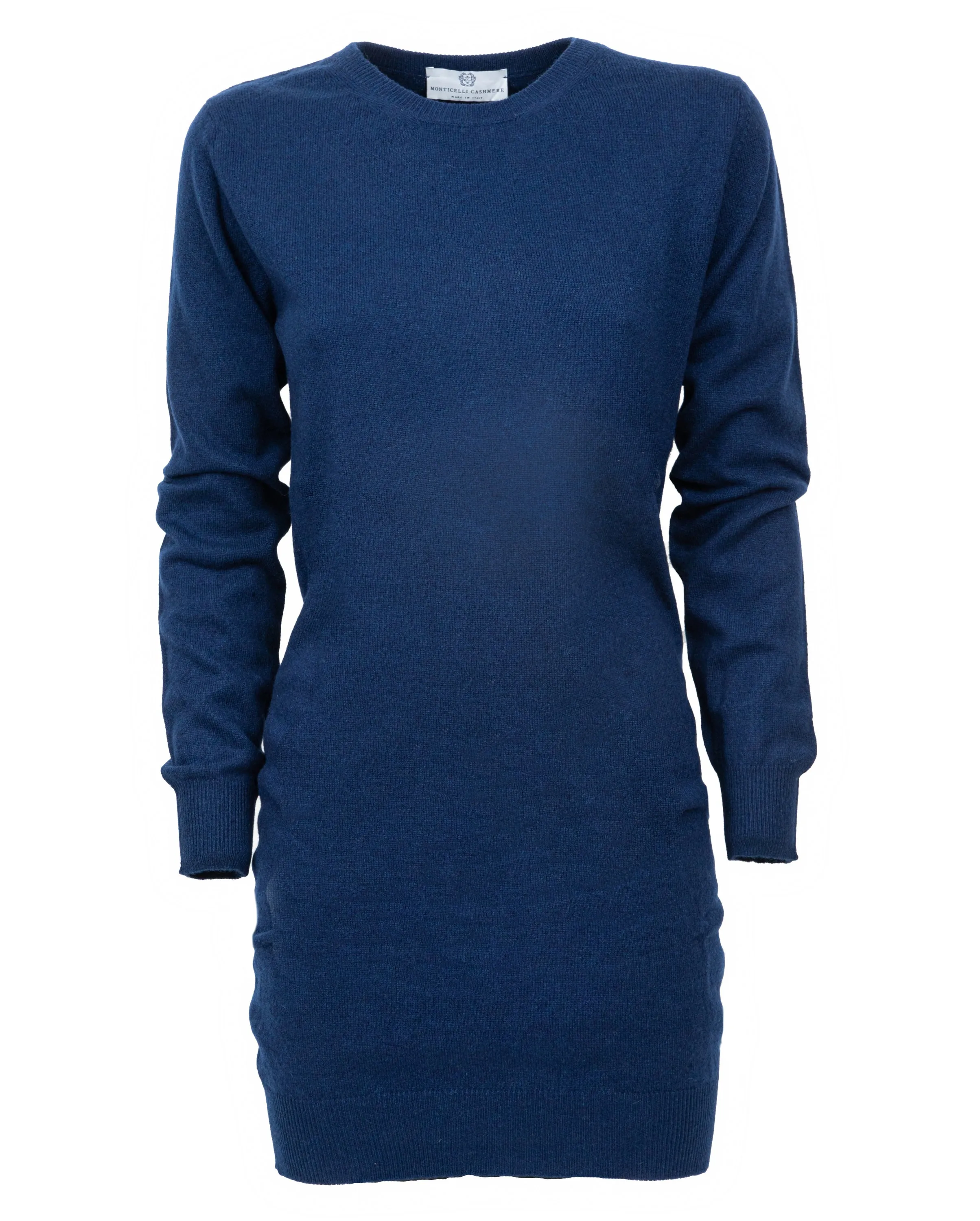 NEW FALL 24 - Cashmere Crew Neck Dress Melange Blue