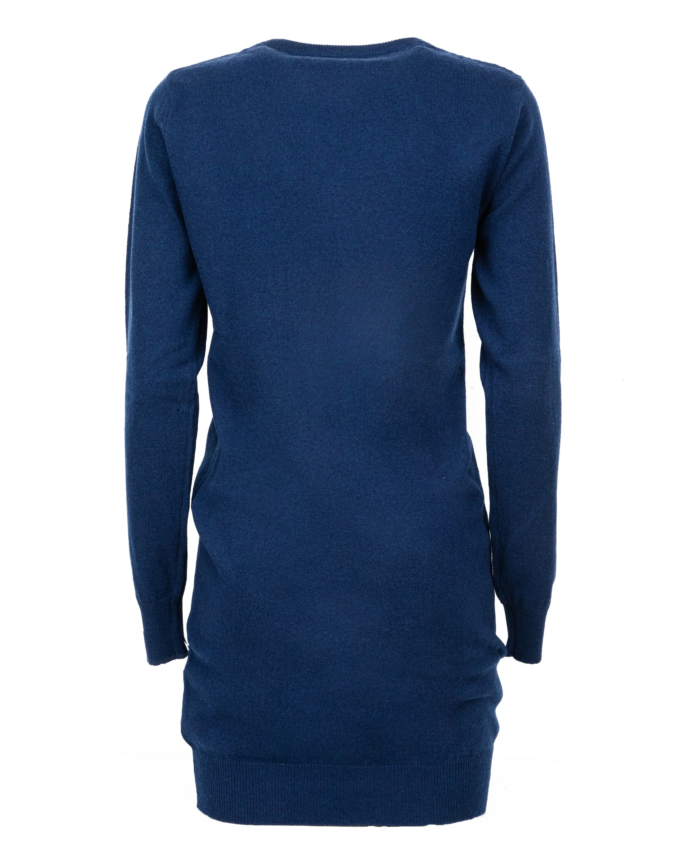 NEW FALL 24 - Cashmere Crew Neck Dress Melange Blue