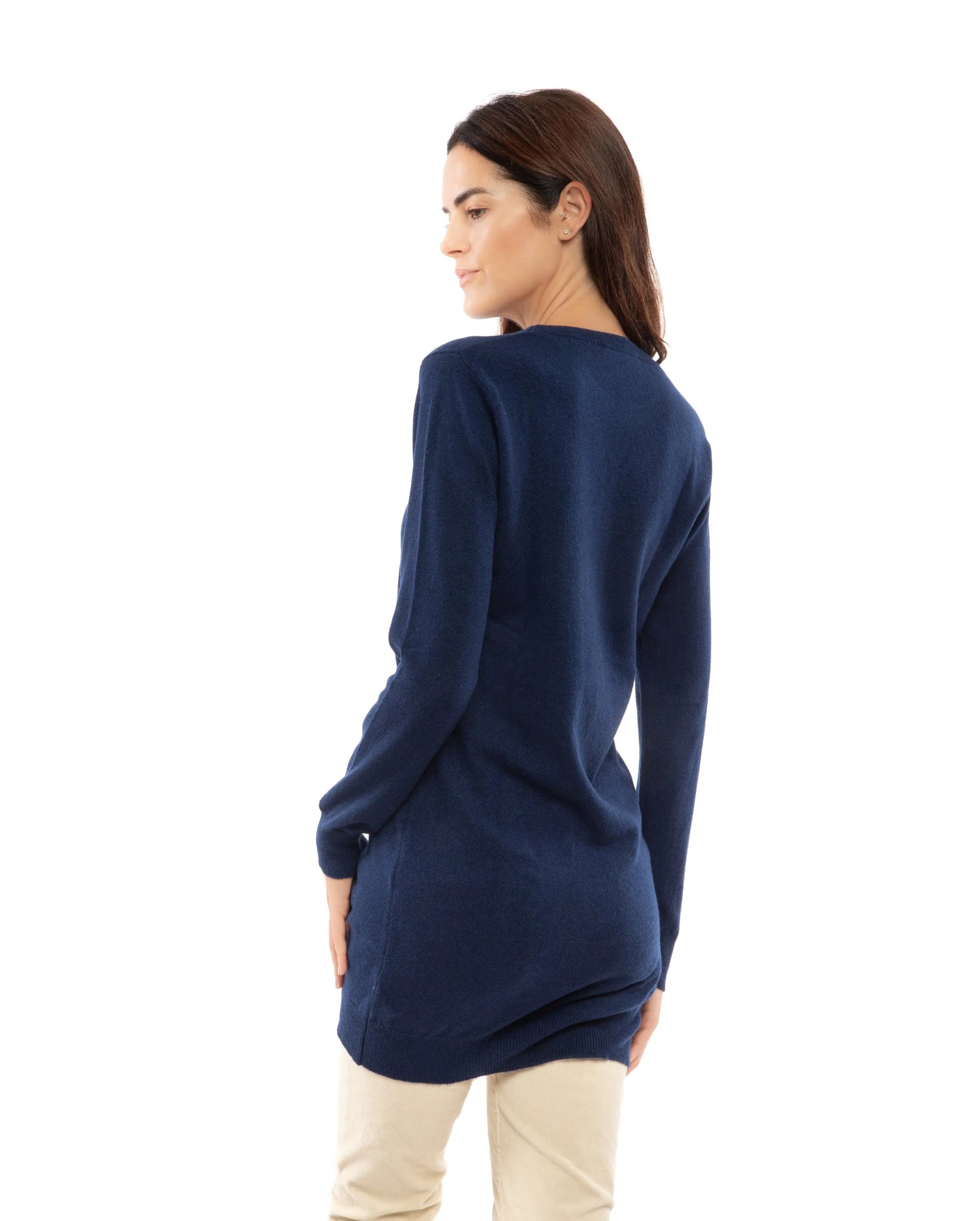 NEW FALL 24 - Cashmere Crew Neck Dress Melange Blue