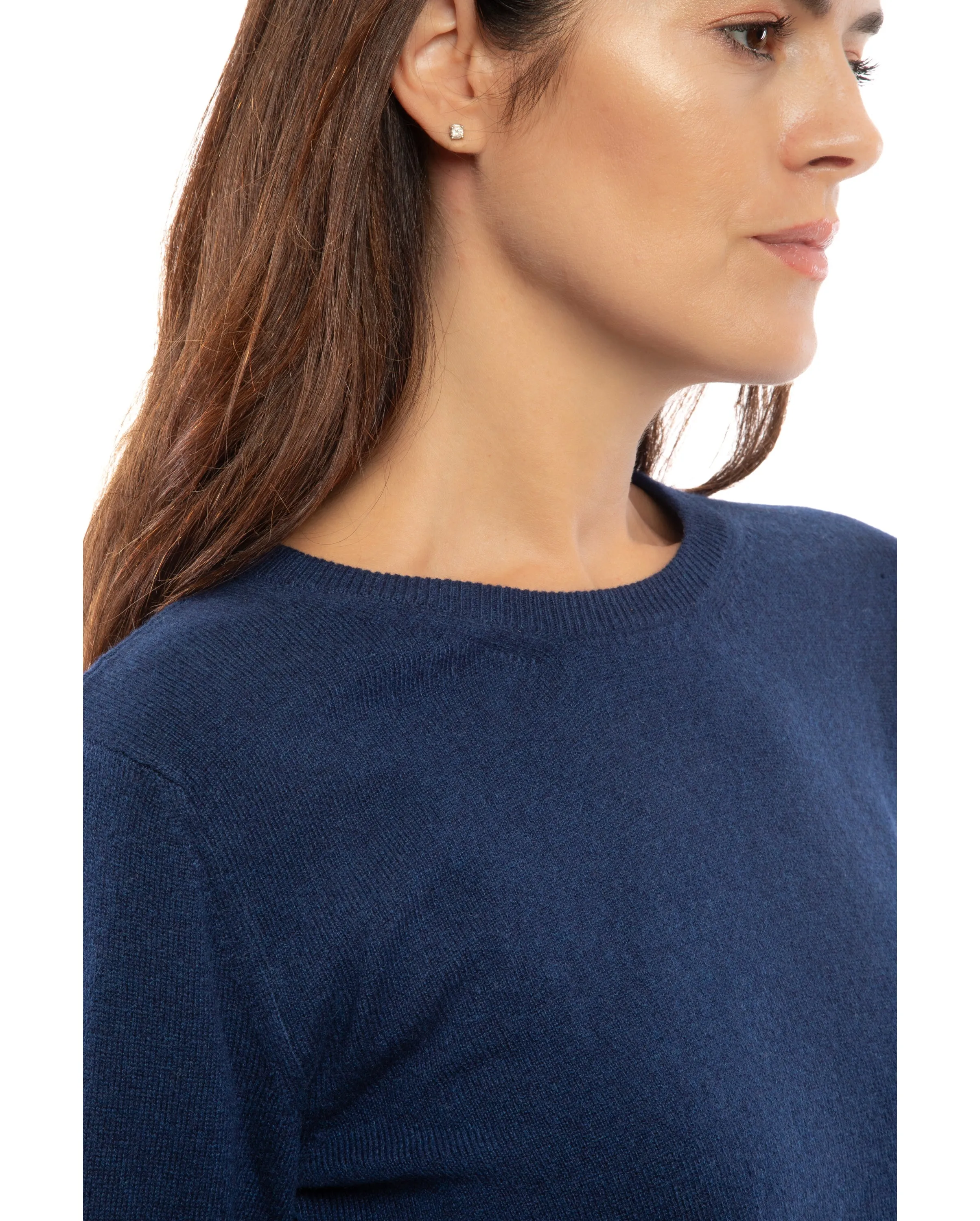 NEW FALL 24 - Cashmere Crew Neck Dress Melange Blue