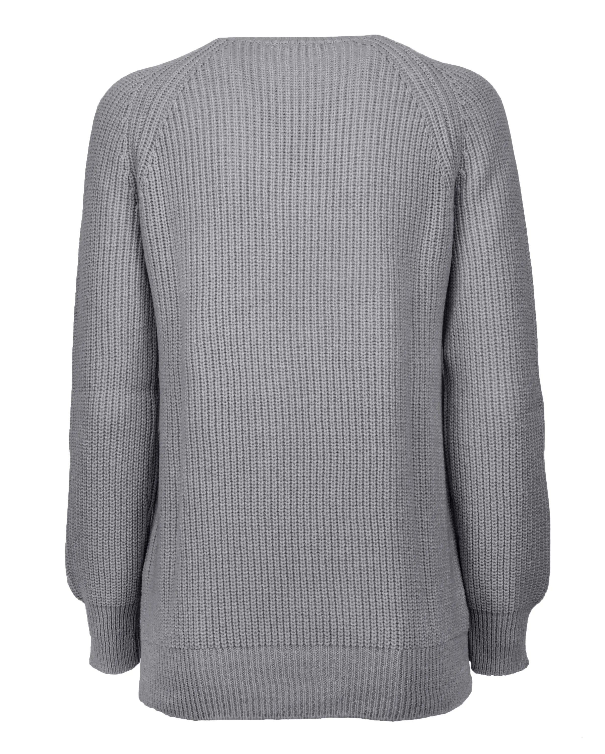 NEW FALL 24 - Women's Cashmere Brioche Rib Crew Neck Melange Gray