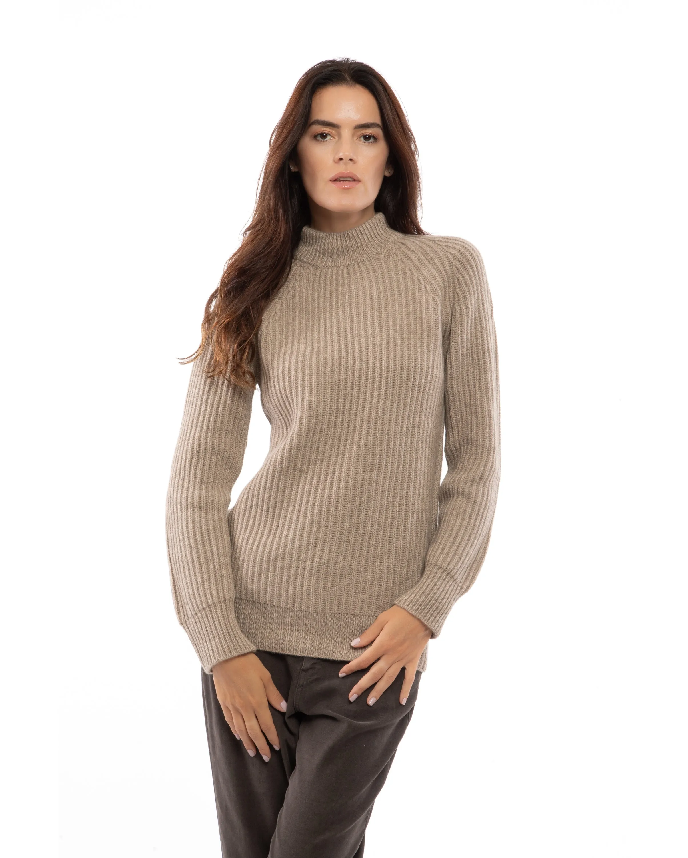 NEW FALL 24 - Women's Pure Cashmere Chunky Crew Neck Off White