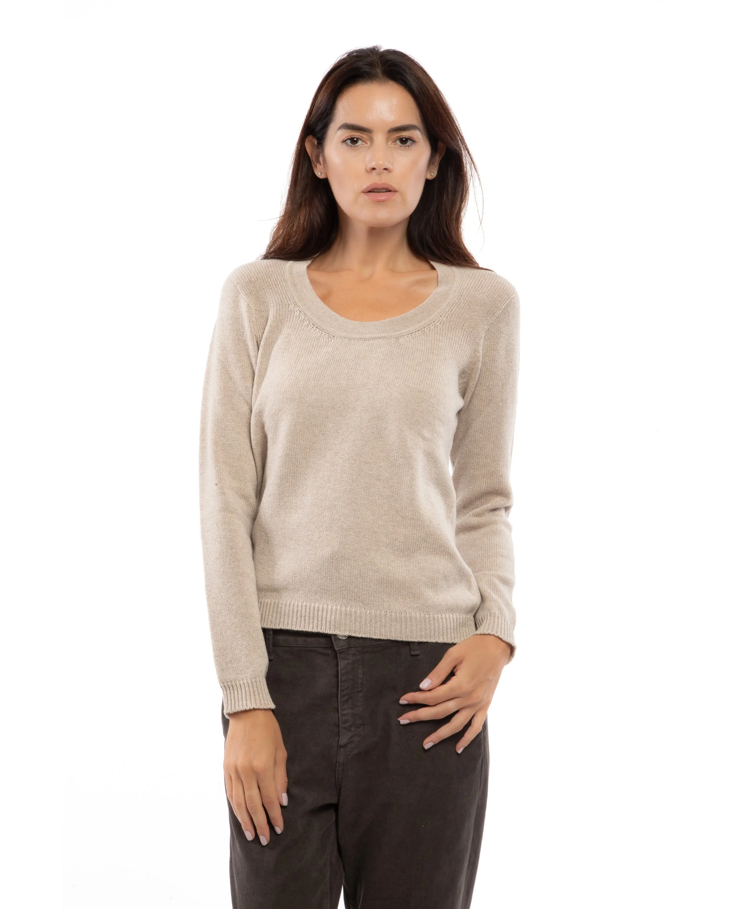 NEW FALL 24 - Women's Ultralight Cashmere Scoop Neck Melange Gray