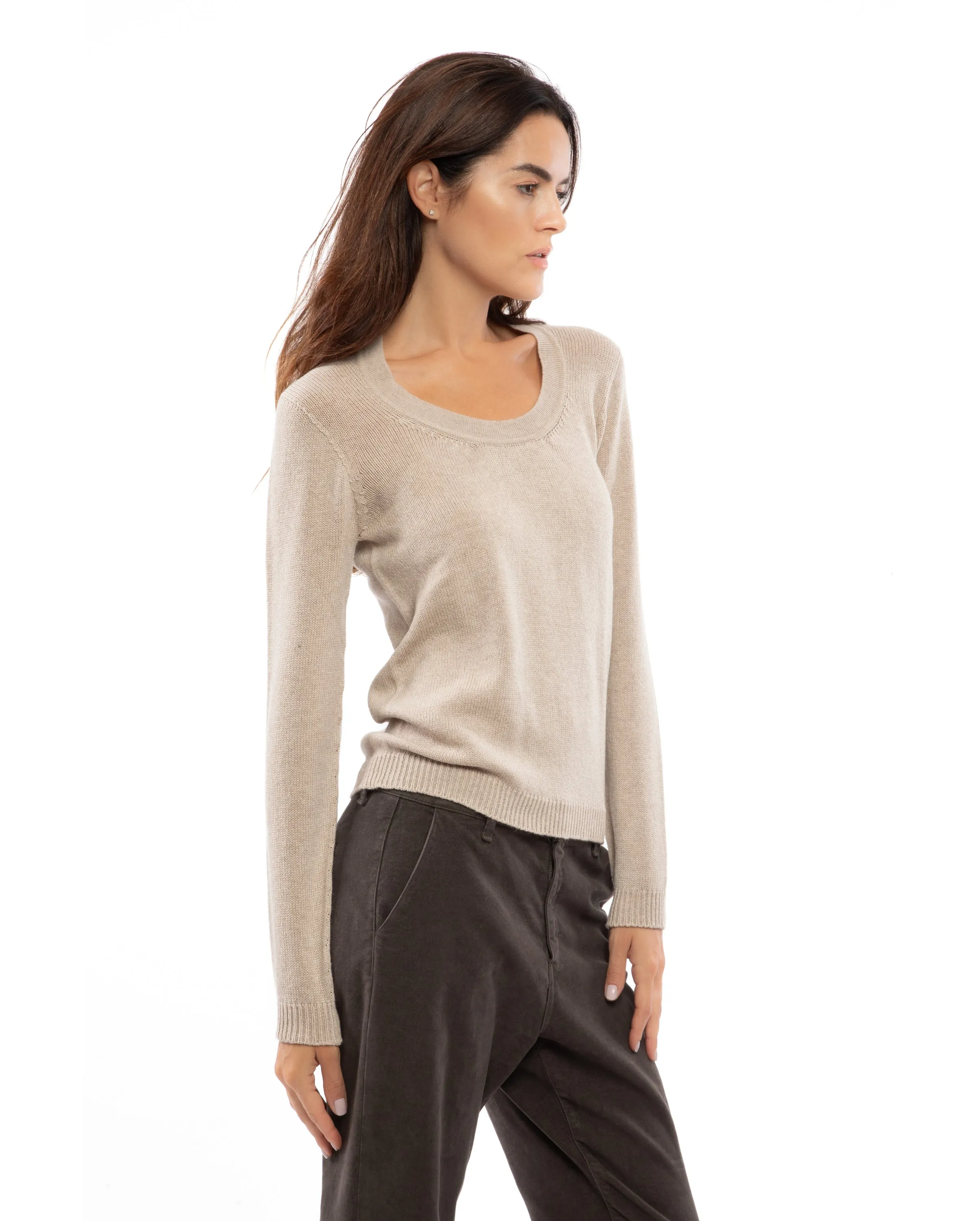 NEW FALL 24 - Women's Ultralight Cashmere Scoop Neck Melange Gray