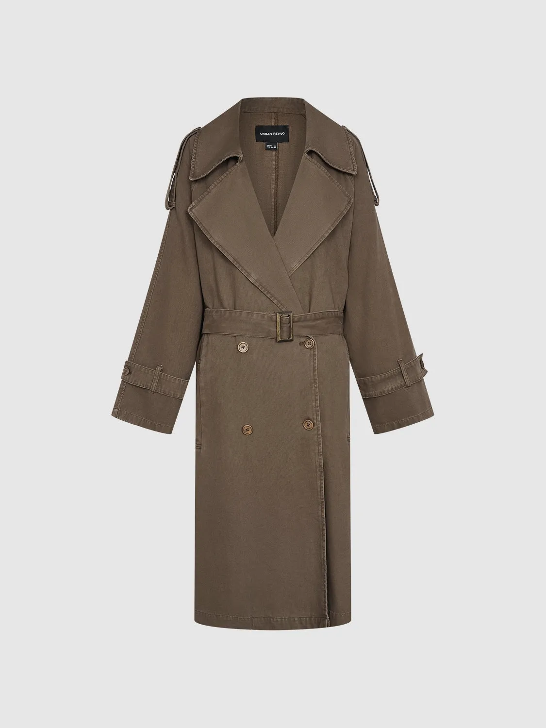 Notched Collar Double Breasted Trench Coats