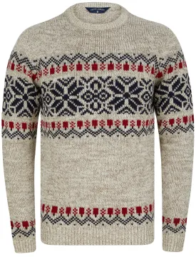 Ohara Chunky Nordic Fairisle Design Wool Blend Jumper in Natural Twist - Tokyo Laundry