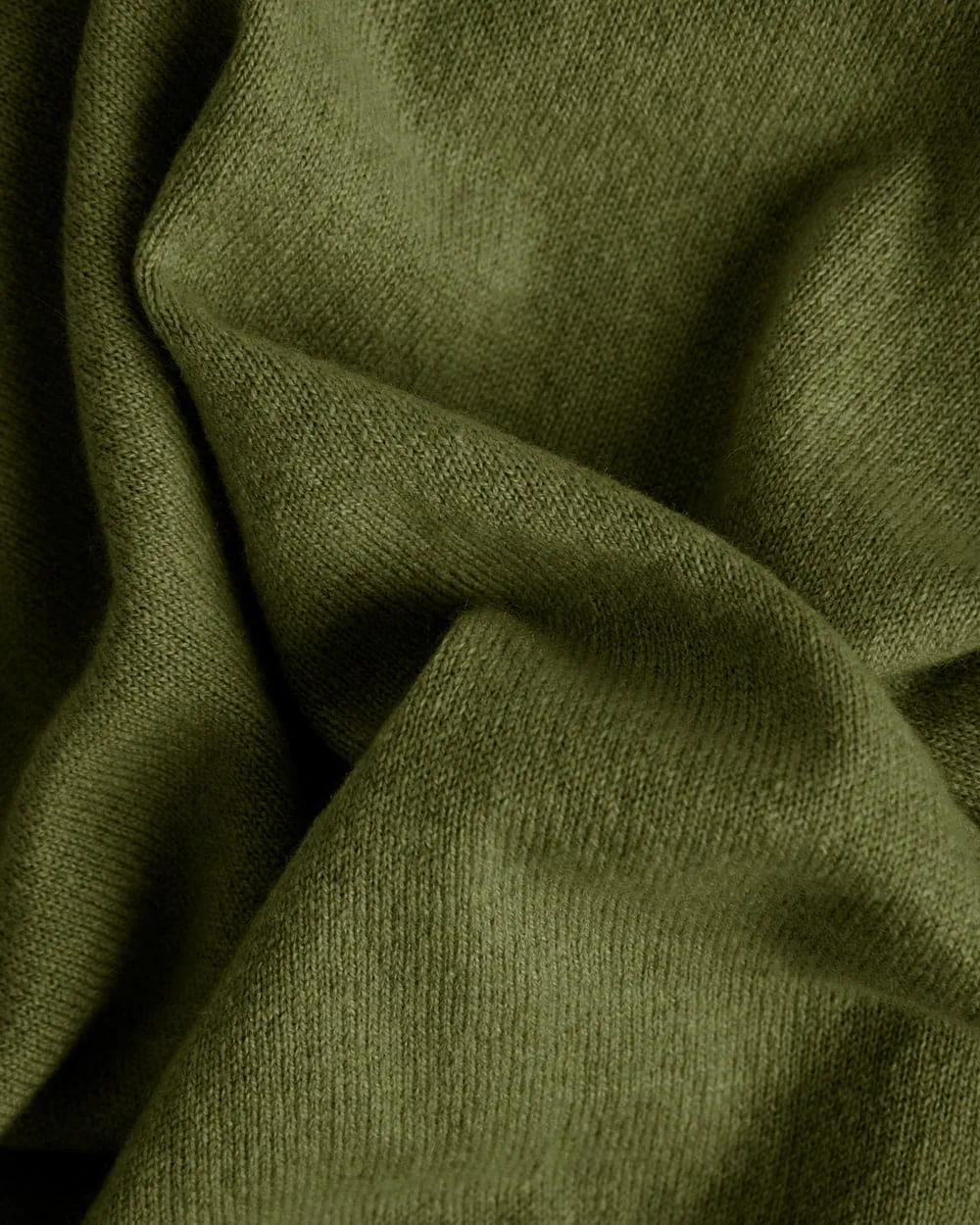 Olive Green V-Neck Cashmere Sweater