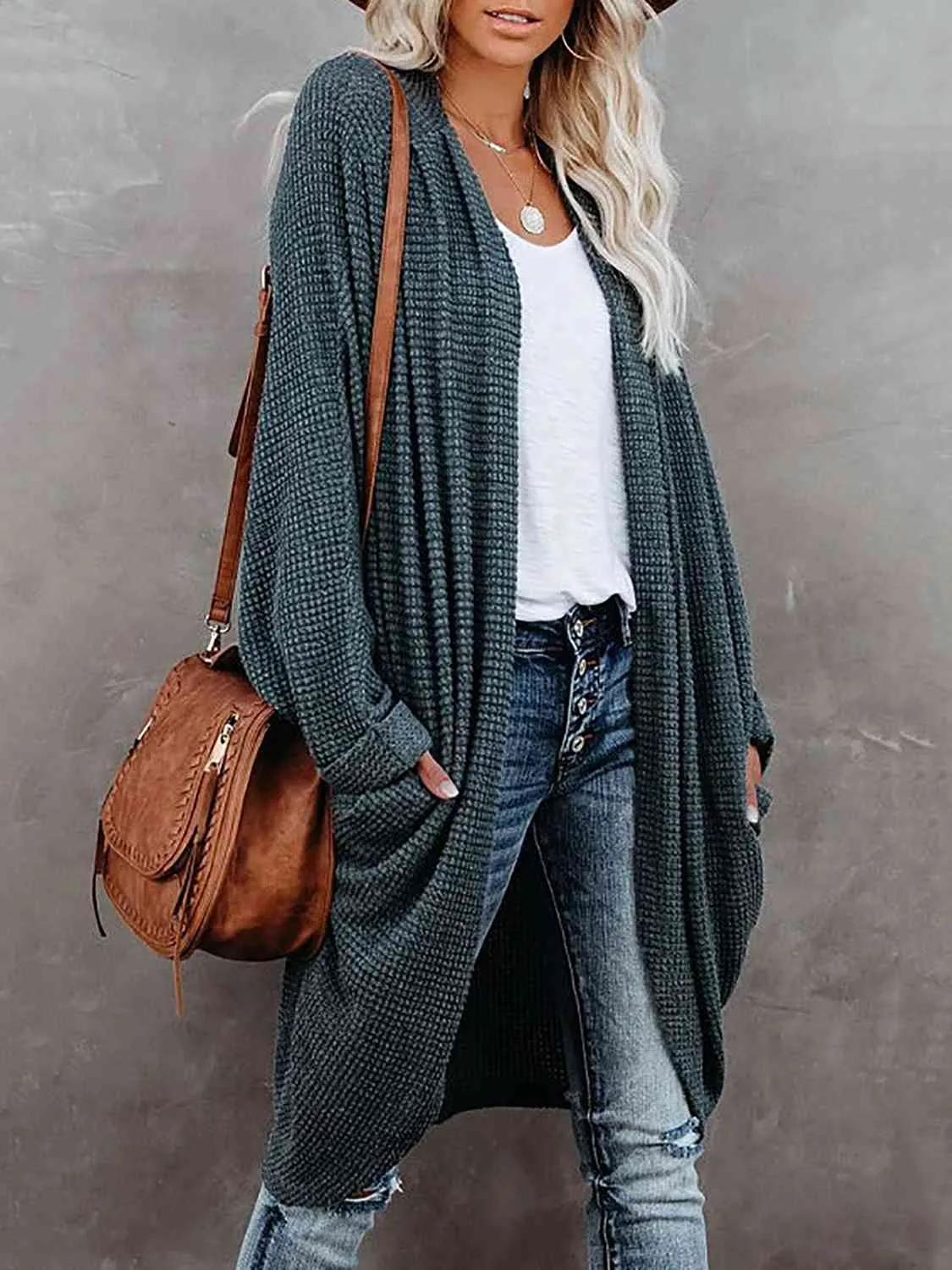 Open Front Long Sleeve Cardigan