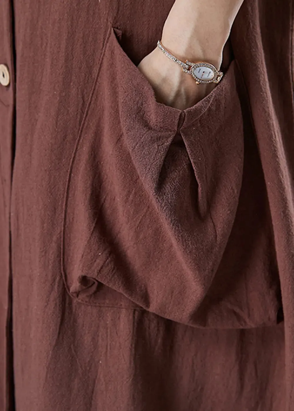 Oversized Pockets Linen Trench Spring