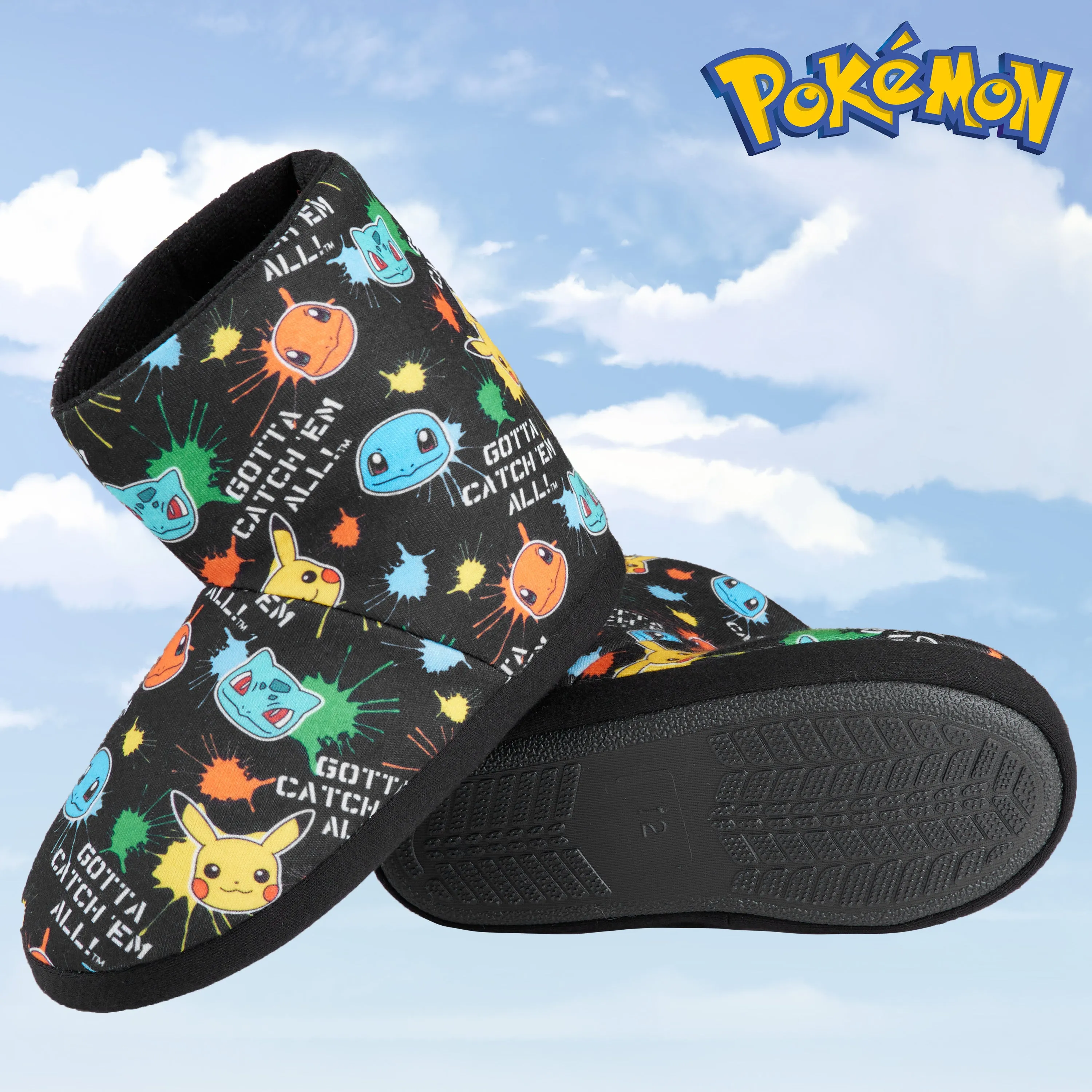 Pokemon Boys Slippers Boot Slippers - Black Aop