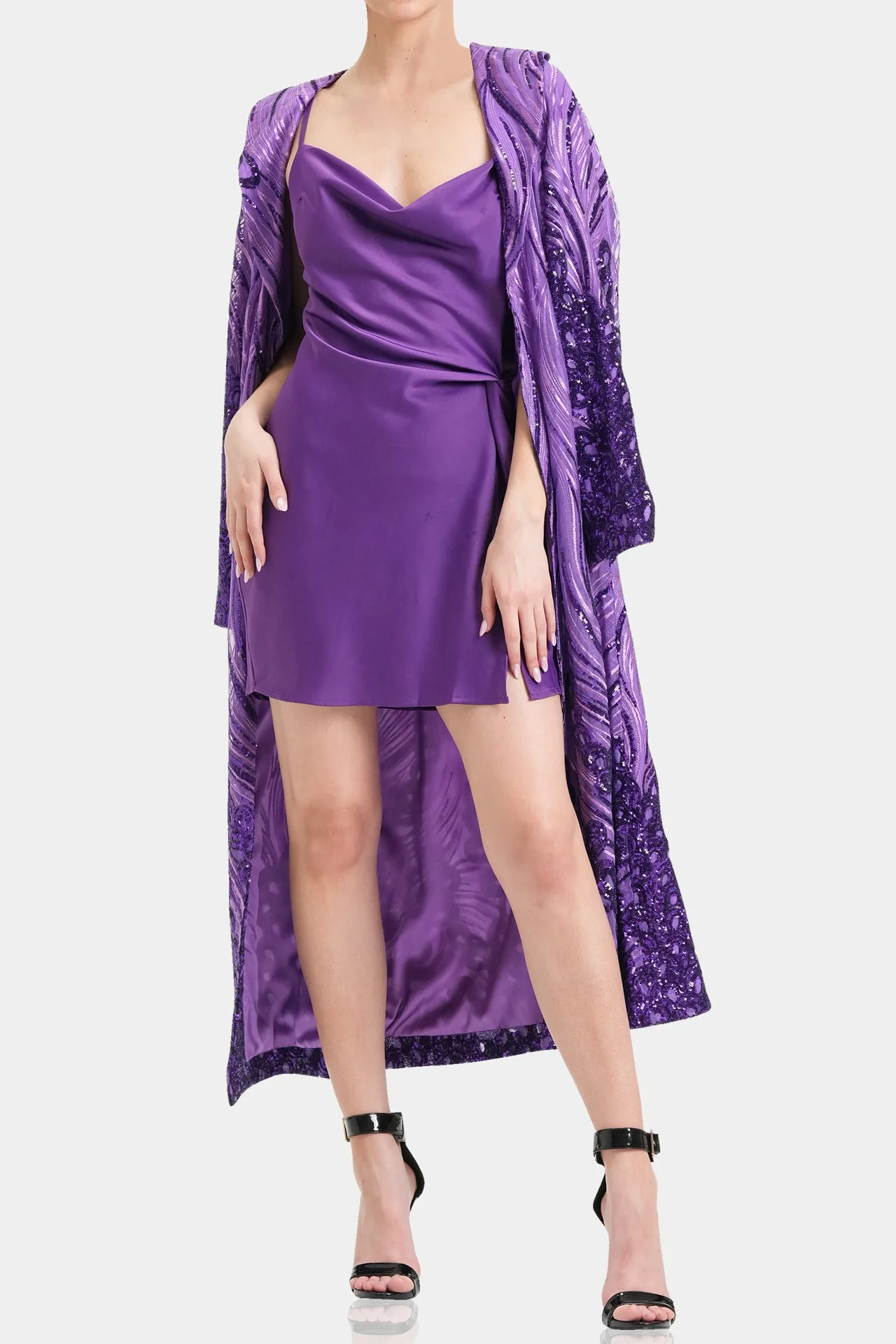 Purple Sequin Duster Jacket