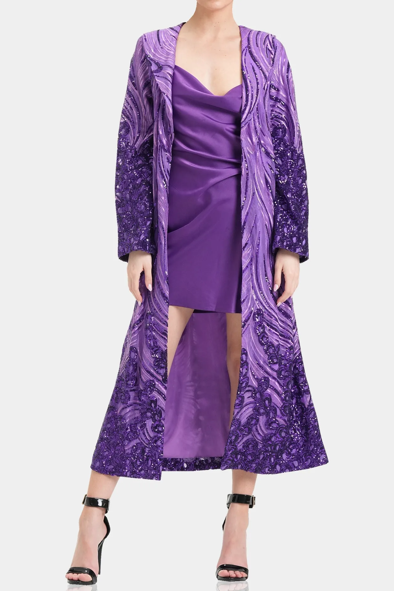 Purple Sequin Duster Jacket