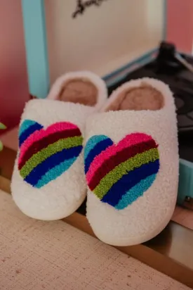 Rainbow Heart Slippers