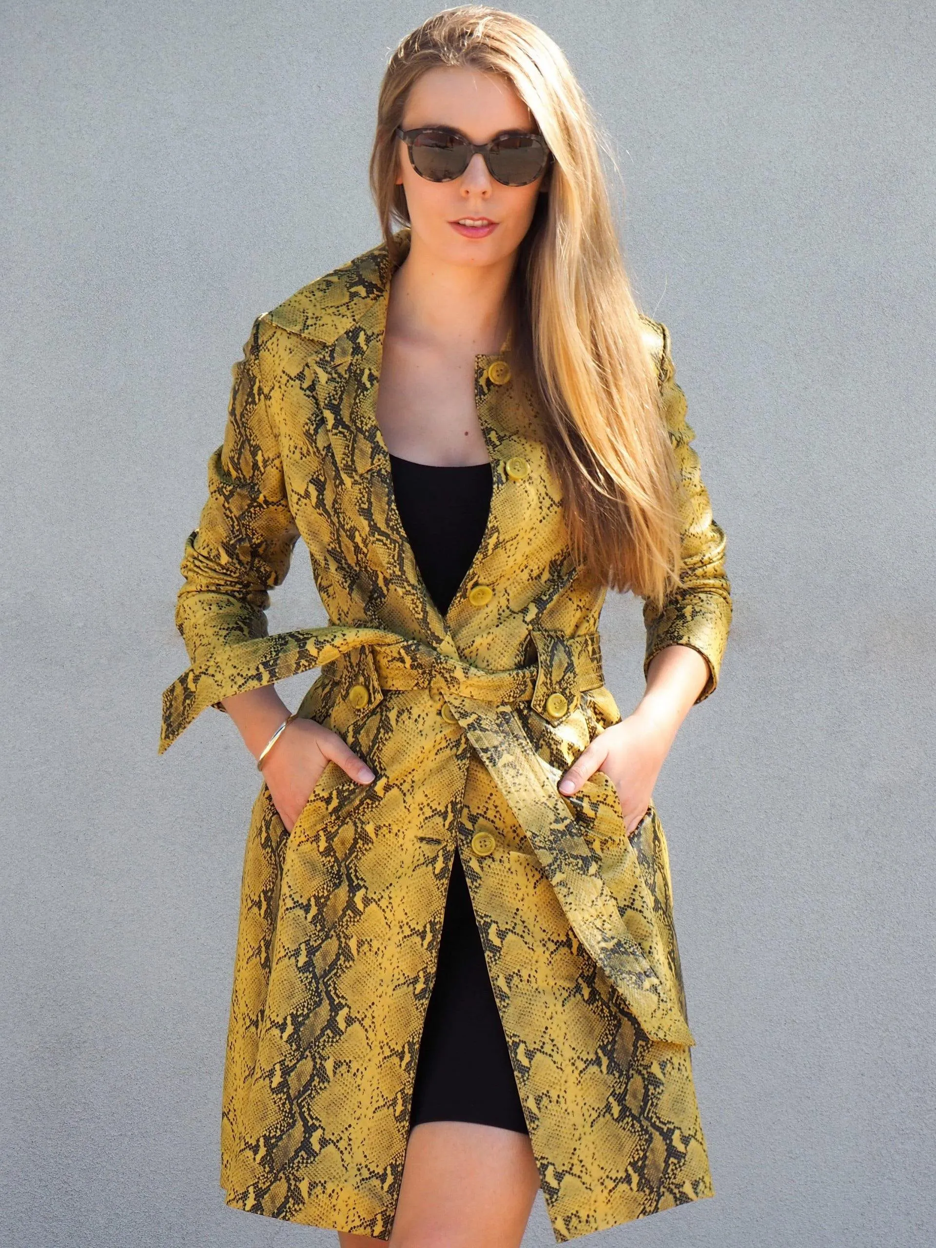 Raven Trench Coat | Snake Print