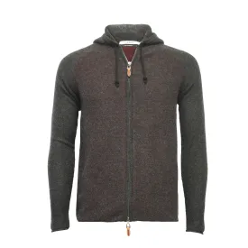 Red CharcoalCashmere Hooded Zipper Sweater in Diagonal Stitch Coomba