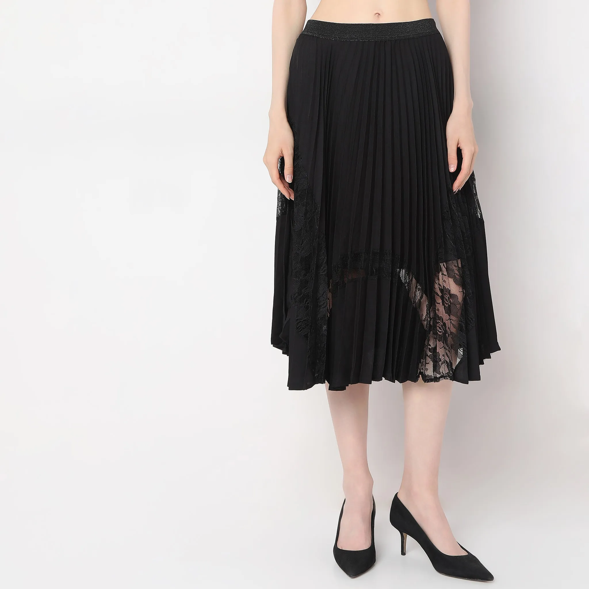 Regular Fit Knee Length Skirt