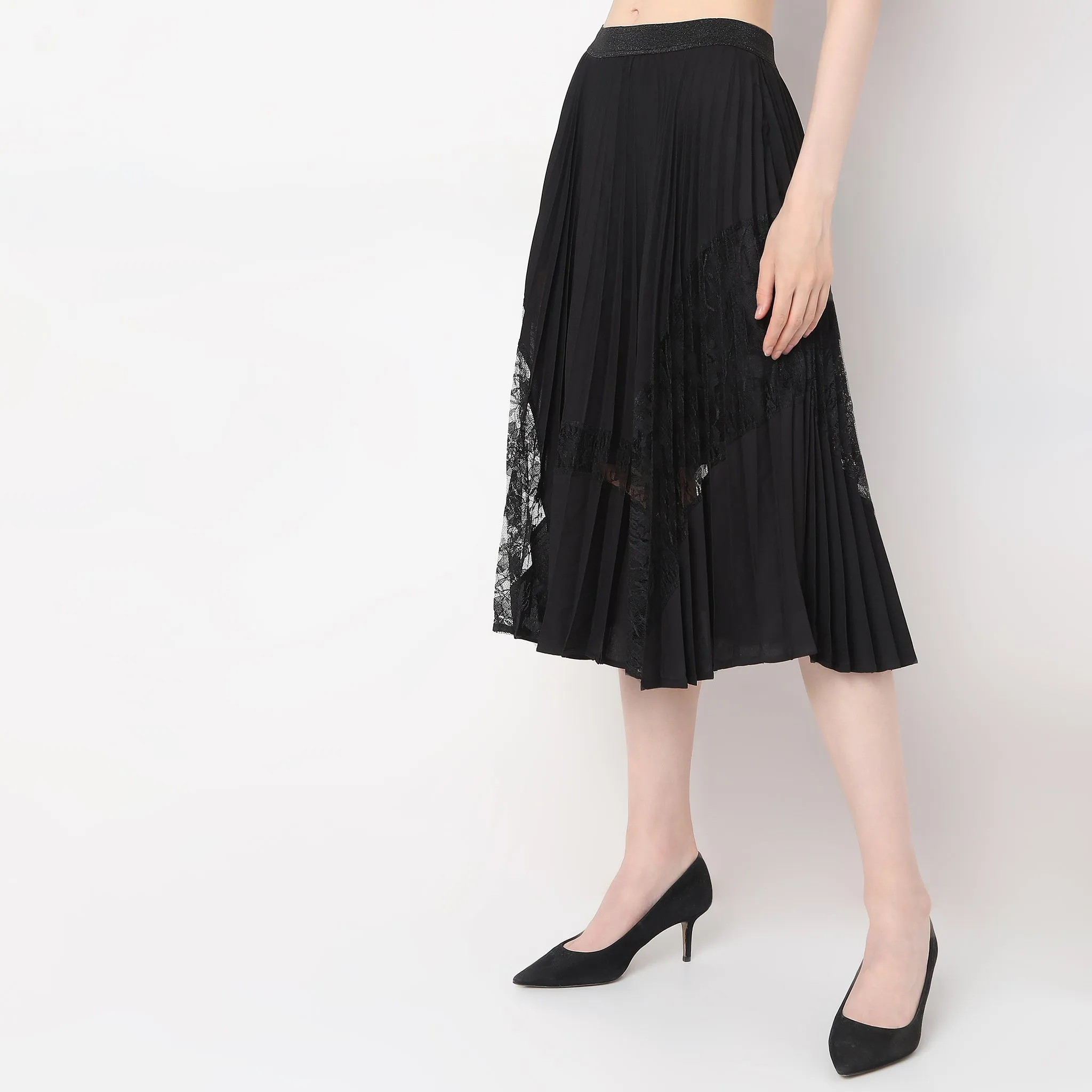 Regular Fit Knee Length Skirt