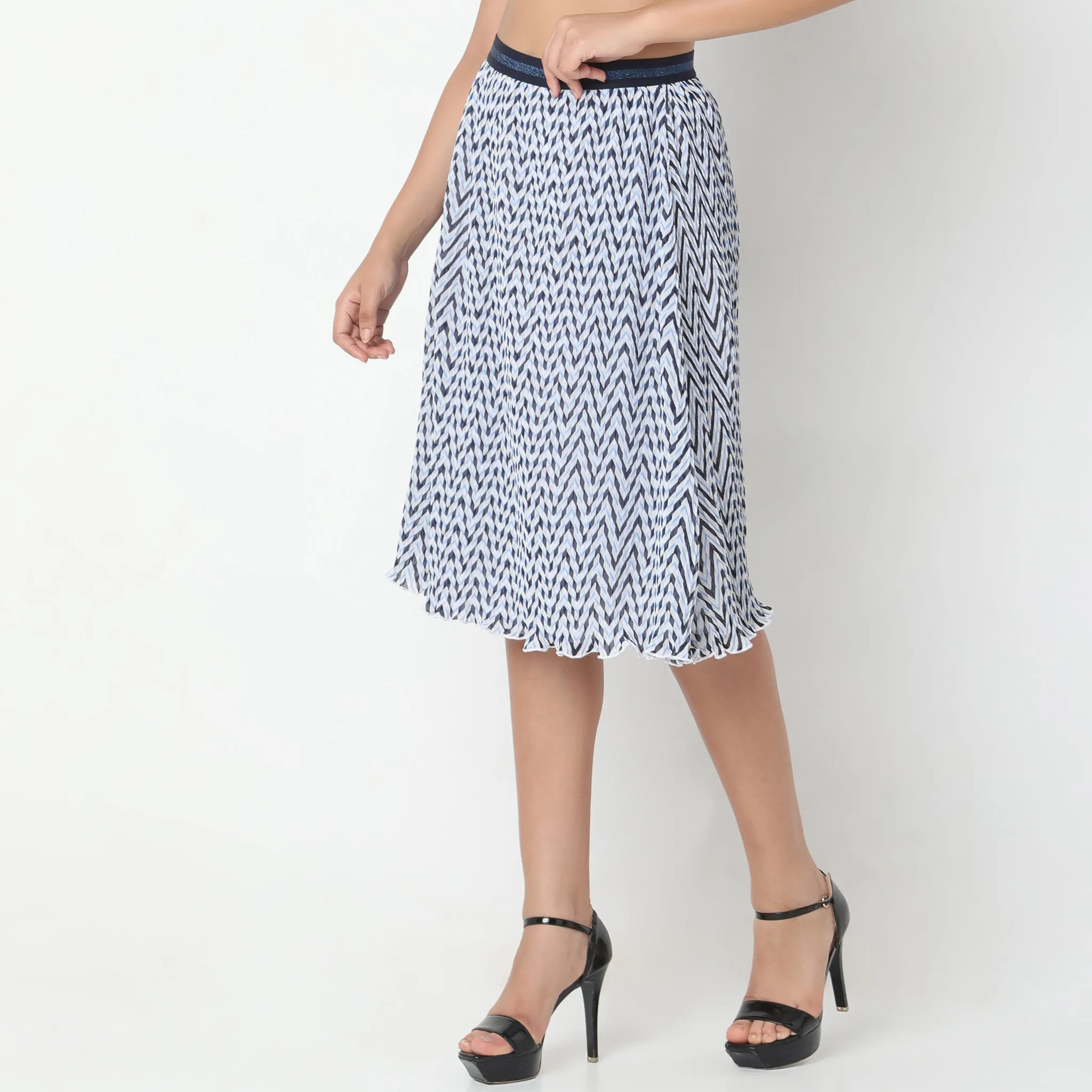 Regular Fit Printed Mid Rise Skirt