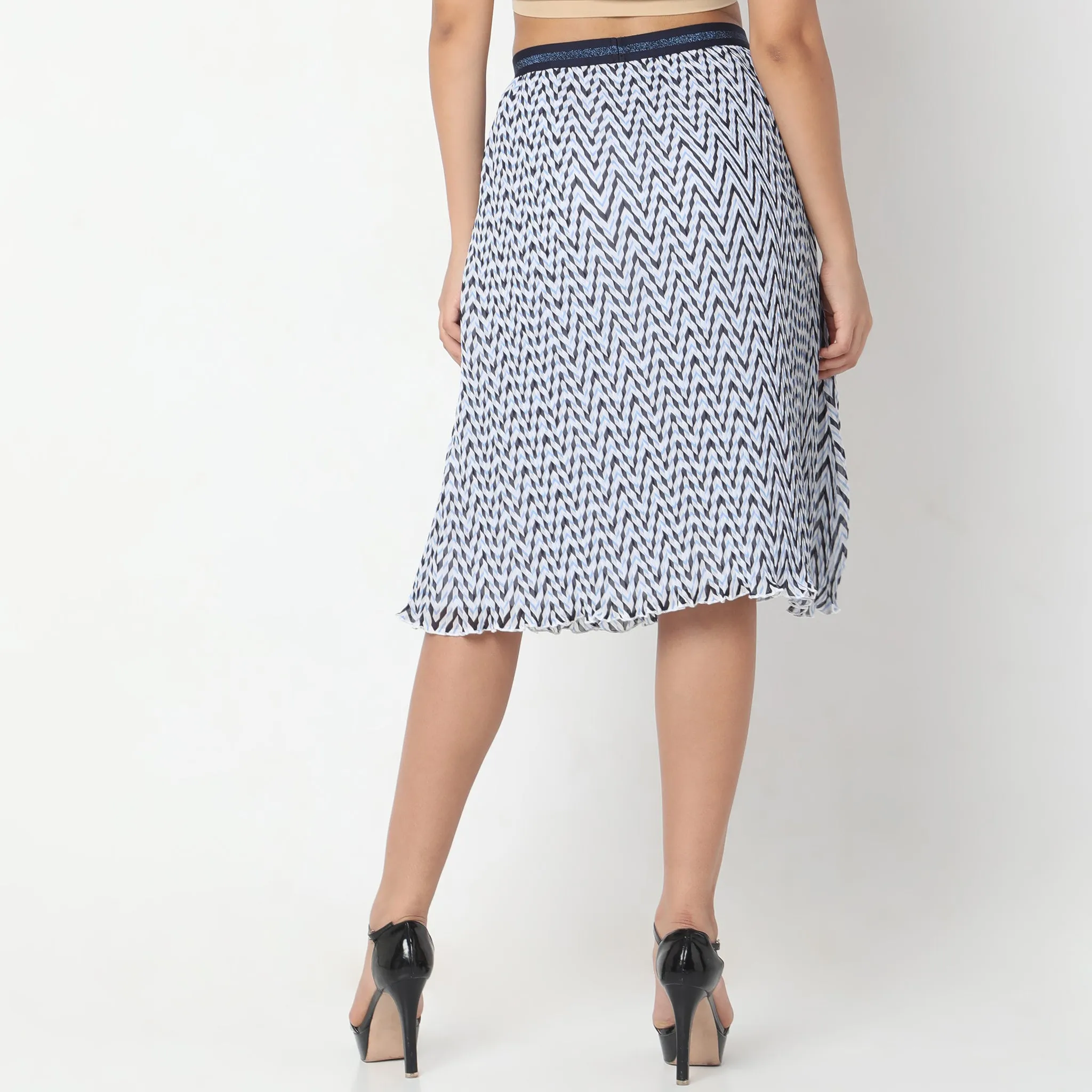 Regular Fit Printed Mid Rise Skirt