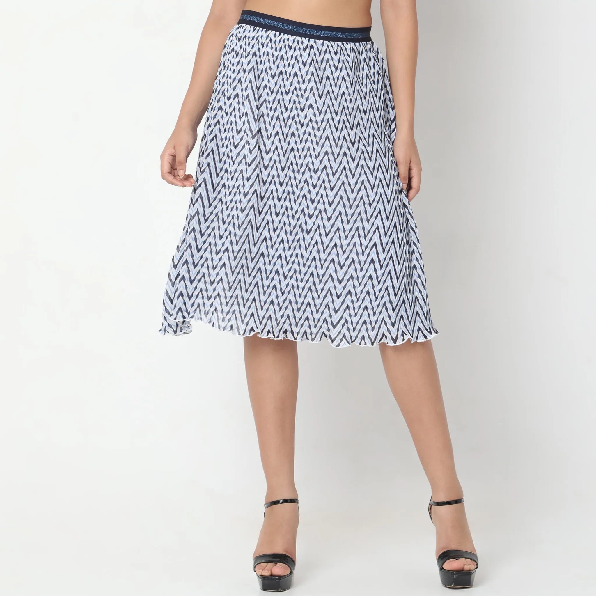 Regular Fit Printed Mid Rise Skirt