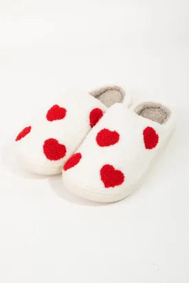 SCATTERED HEARTS FUZZY SLIPPERS