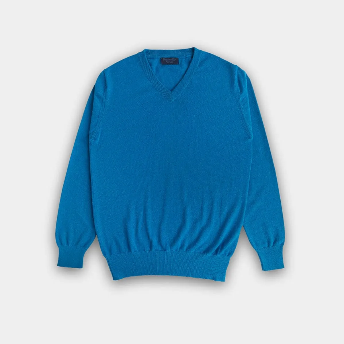 Shard Blue V-Neck Cashmere Sweater