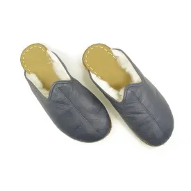 Sheepskin Navy Blue Women's Slippers