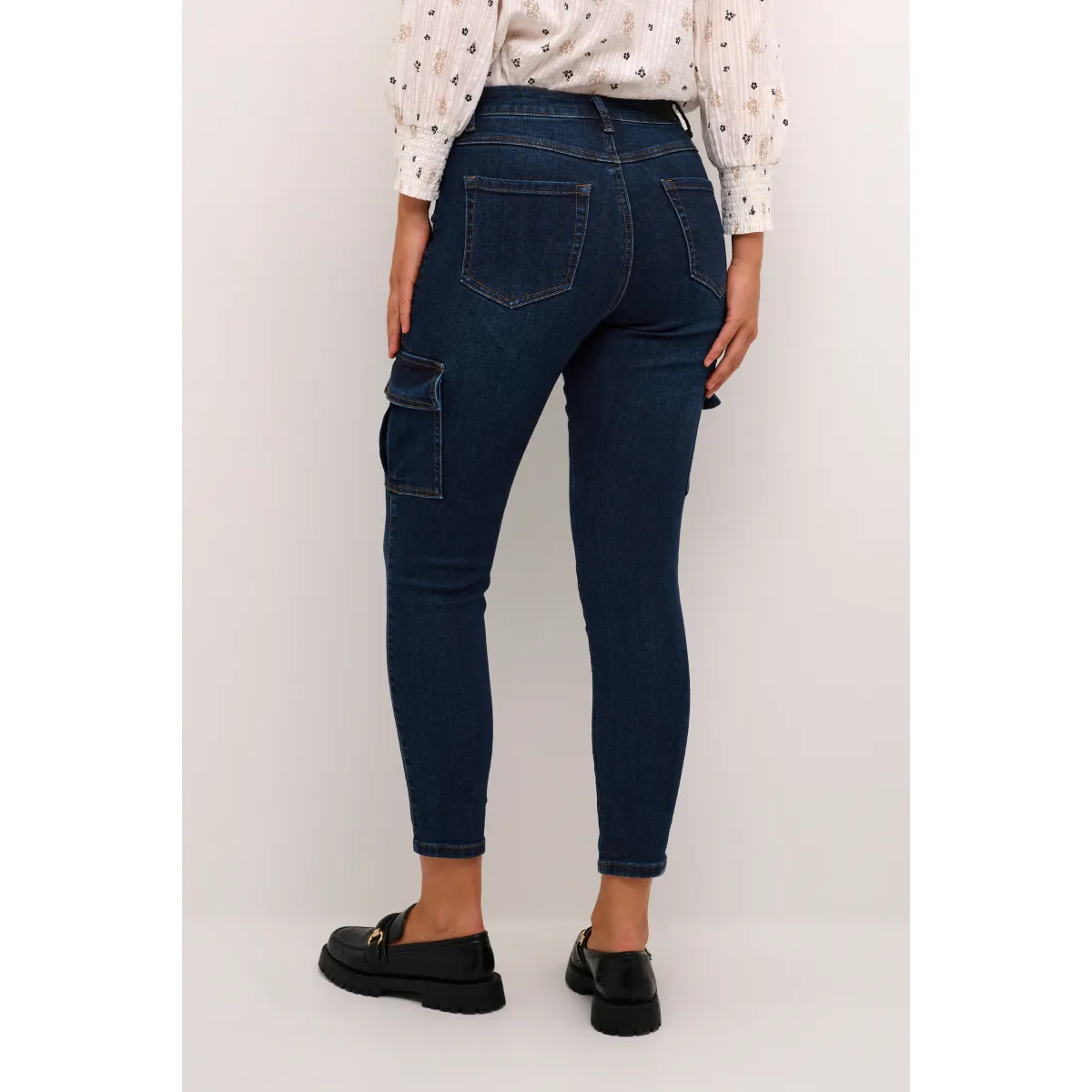 Sinem Cargo Jeans 7/8 Dark Blue Denim (LIVE)