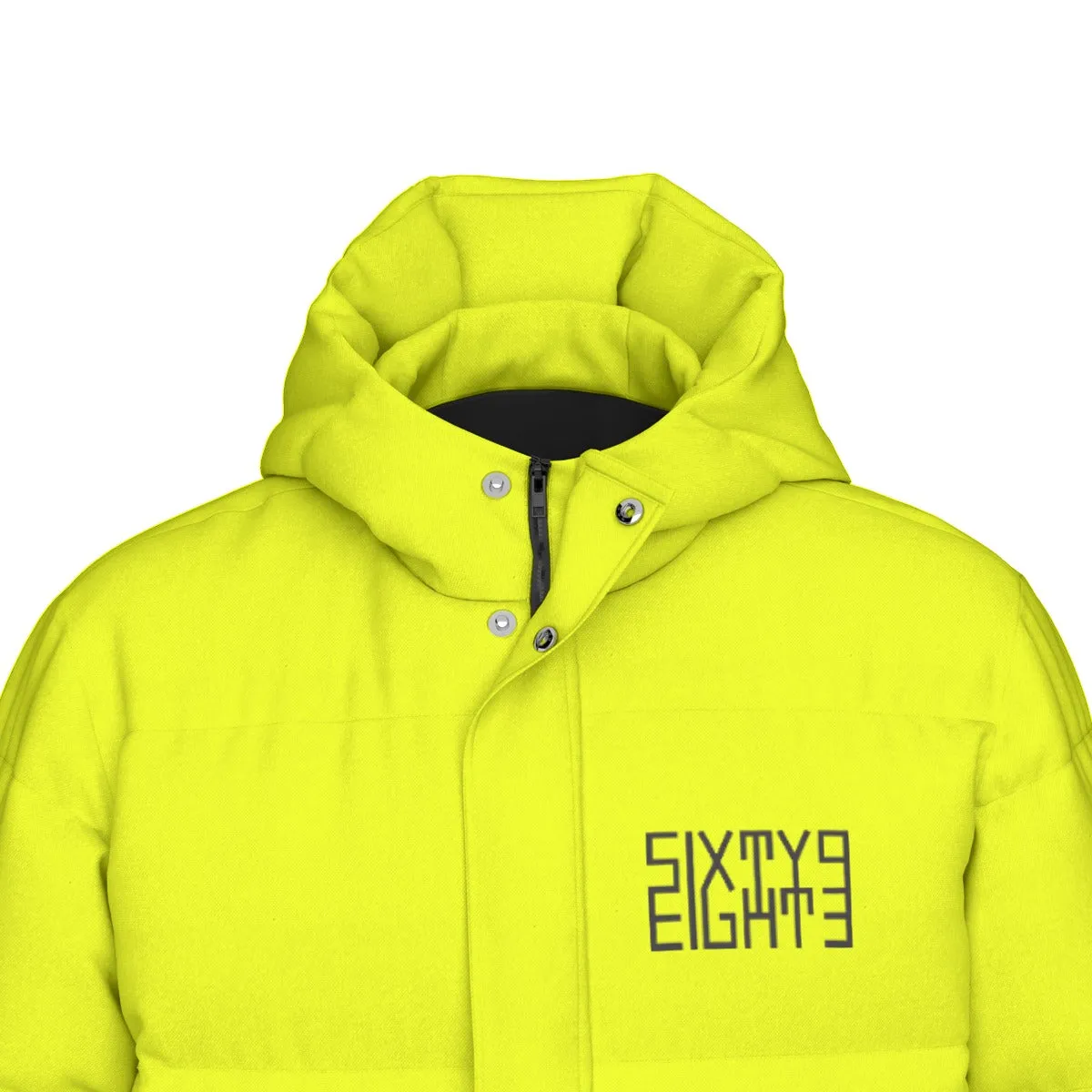 Sixty Eight 93 Logo Black Lemonade Unisex Puff Long Jacket