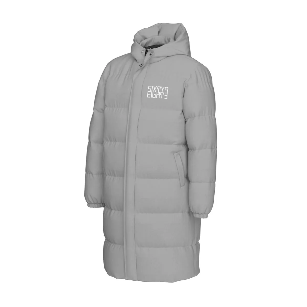 Sixty Eight 93 Logo White Grey Unisex Puff Long Jacket