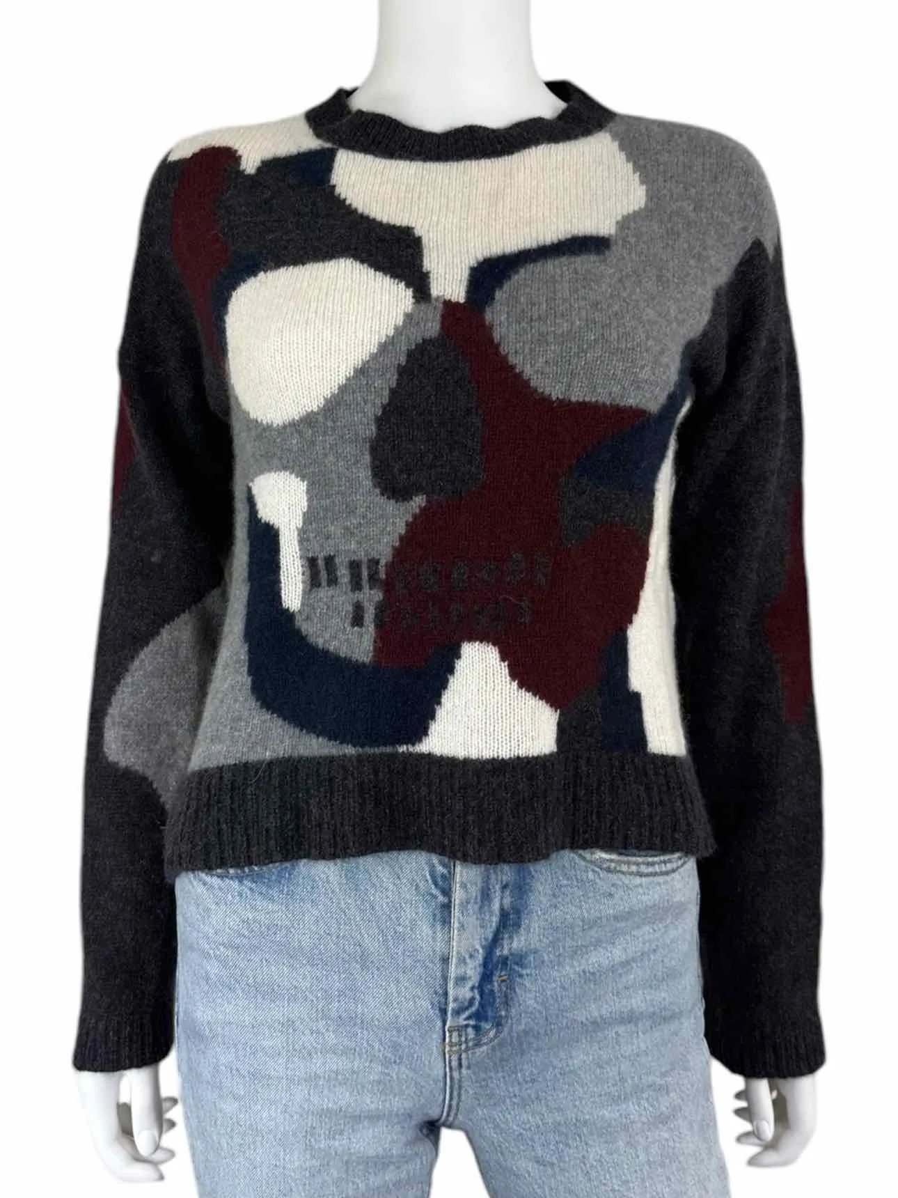 SKULL CASHMERE Gray Camouflage Cashmere Sweater Size S