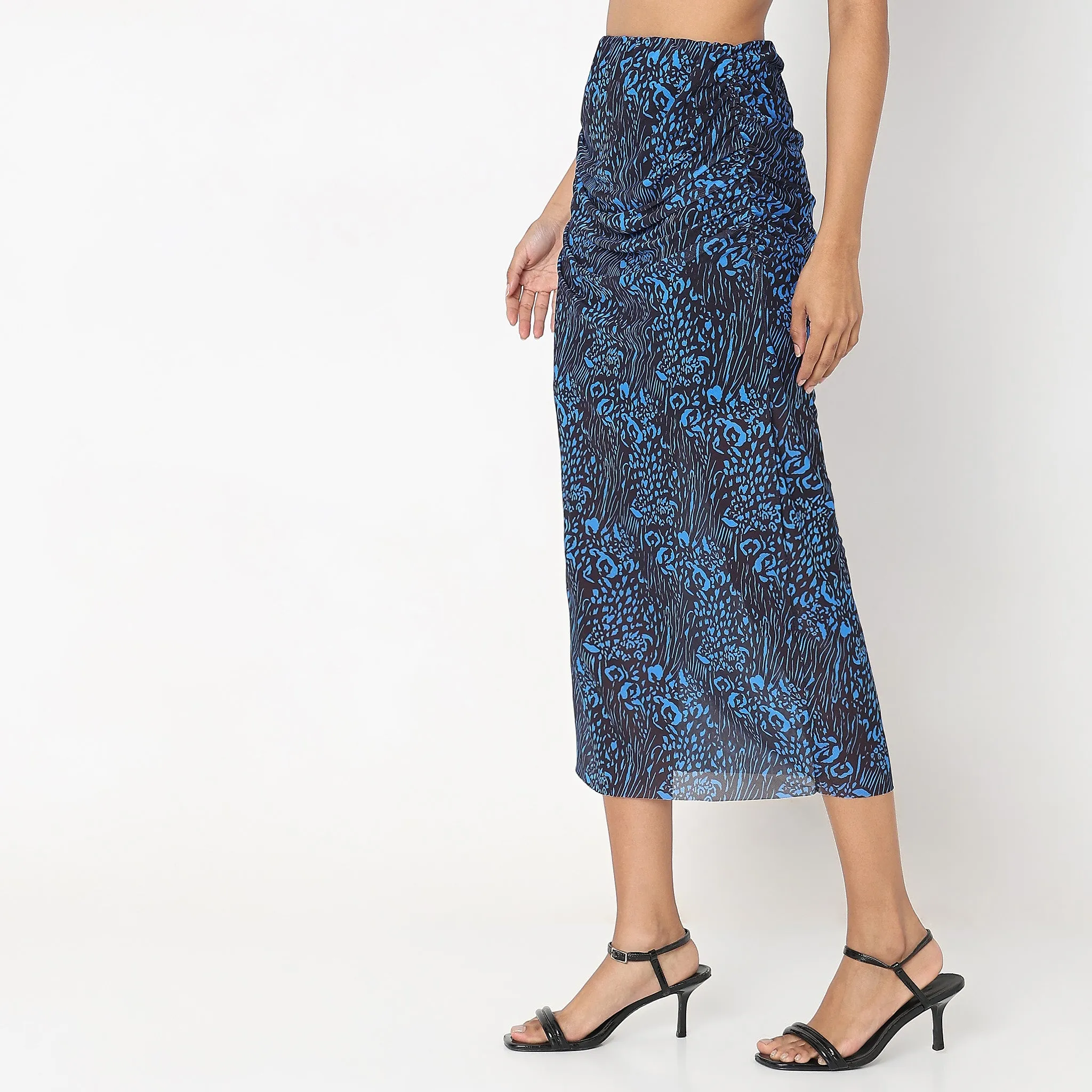 Slim Fit Printed High Rise Skirt