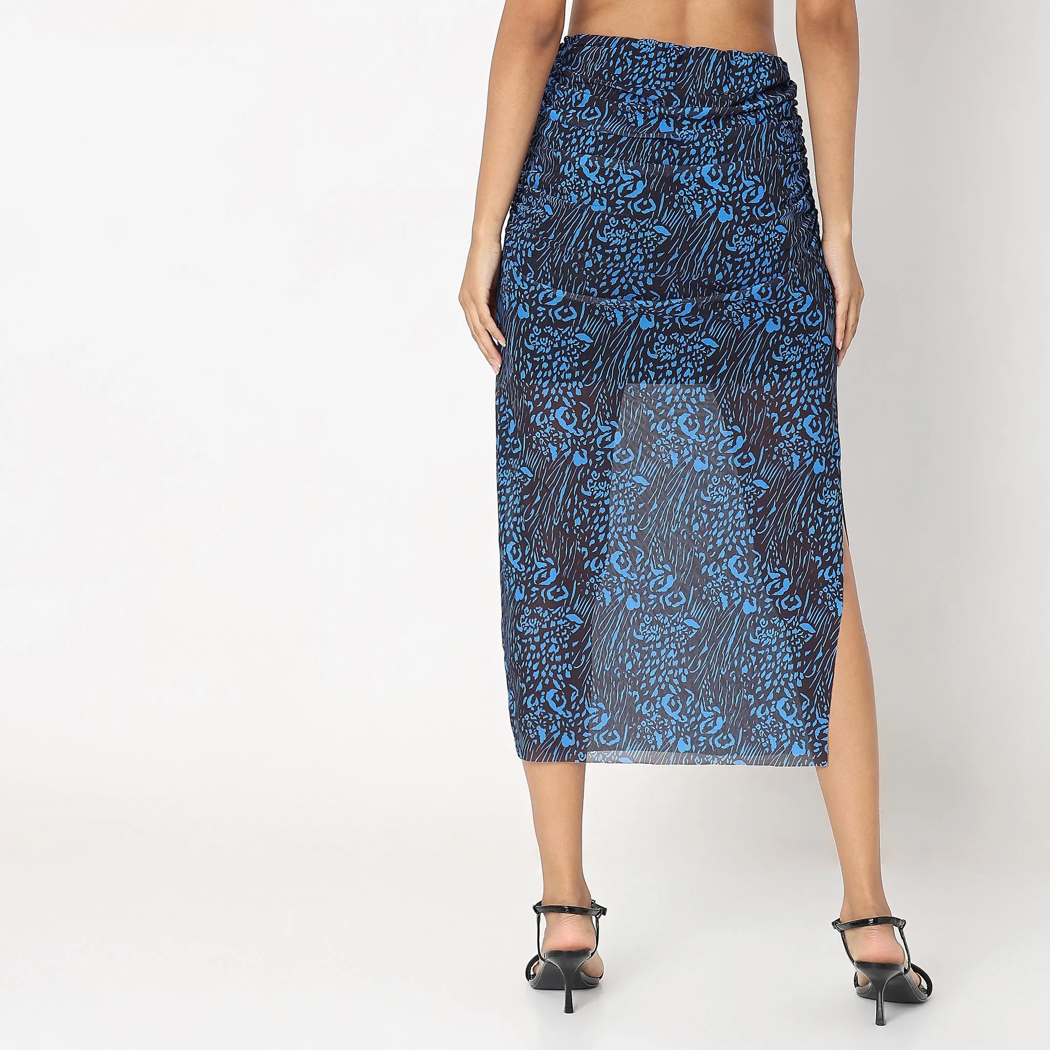 Slim Fit Printed High Rise Skirt