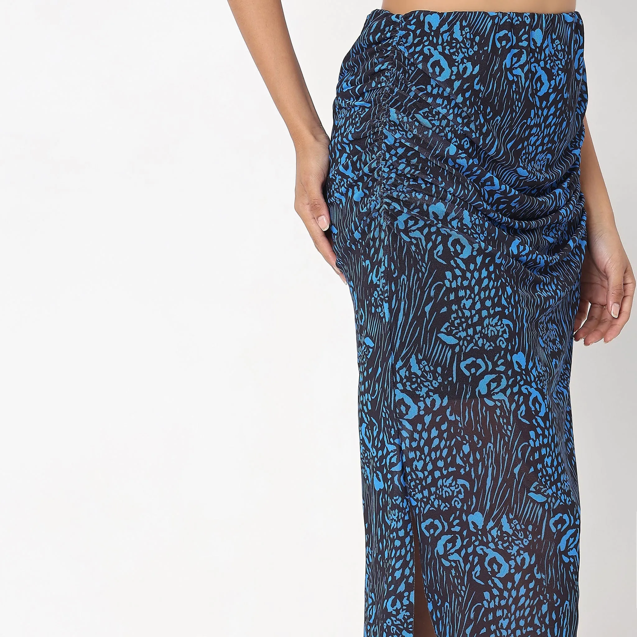 Slim Fit Printed High Rise Skirt