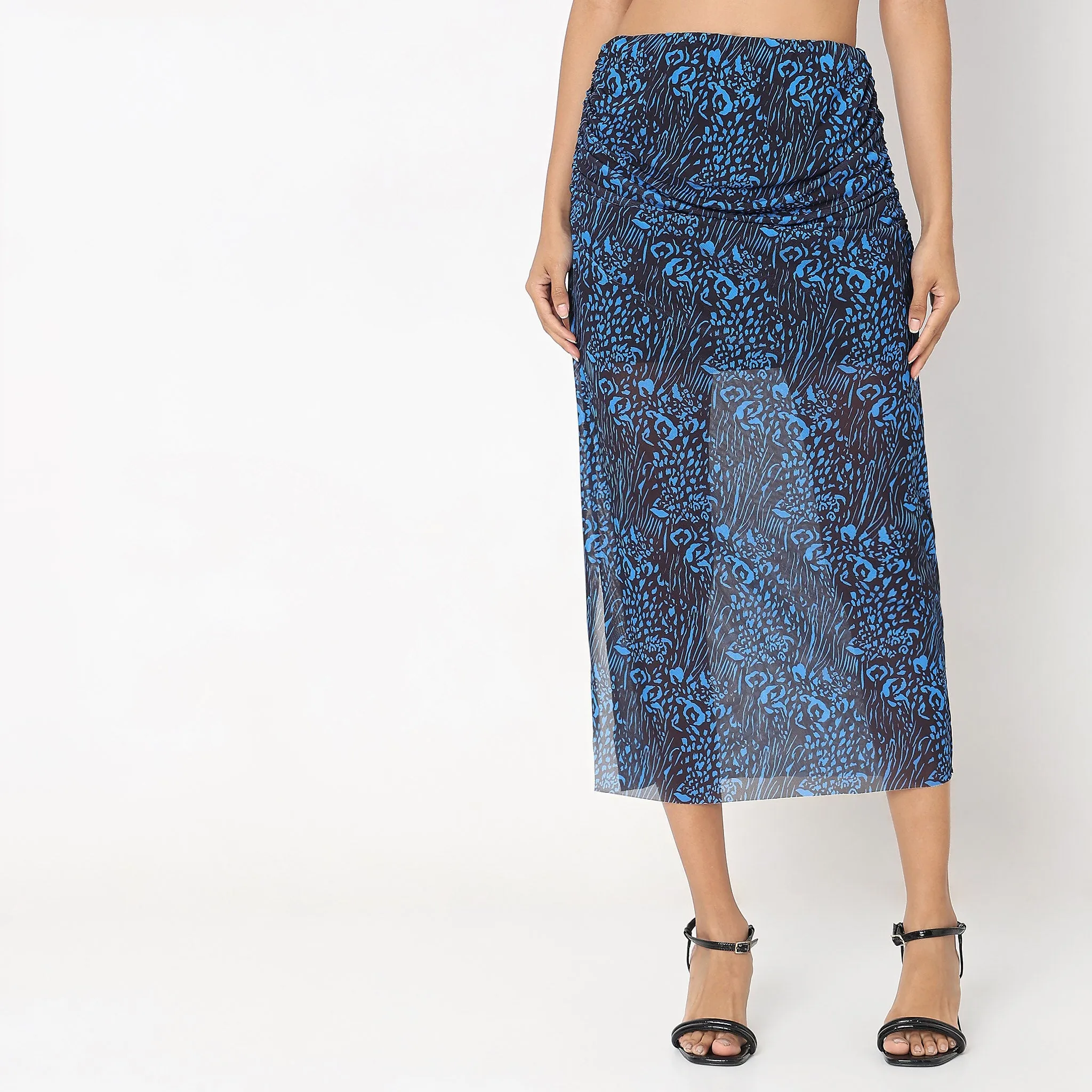 Slim Fit Printed High Rise Skirt