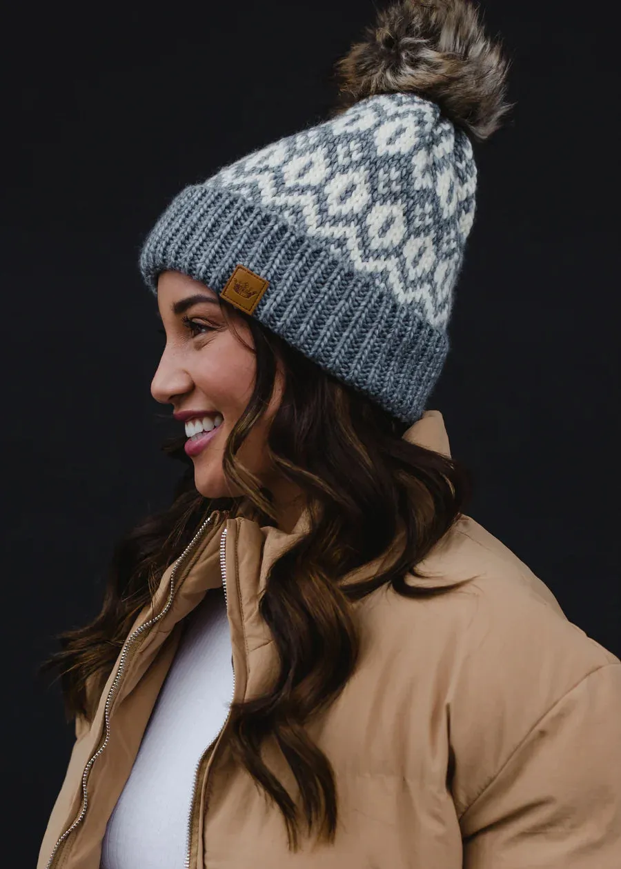 Snow Bunny Patterned Fleece Lined Hat