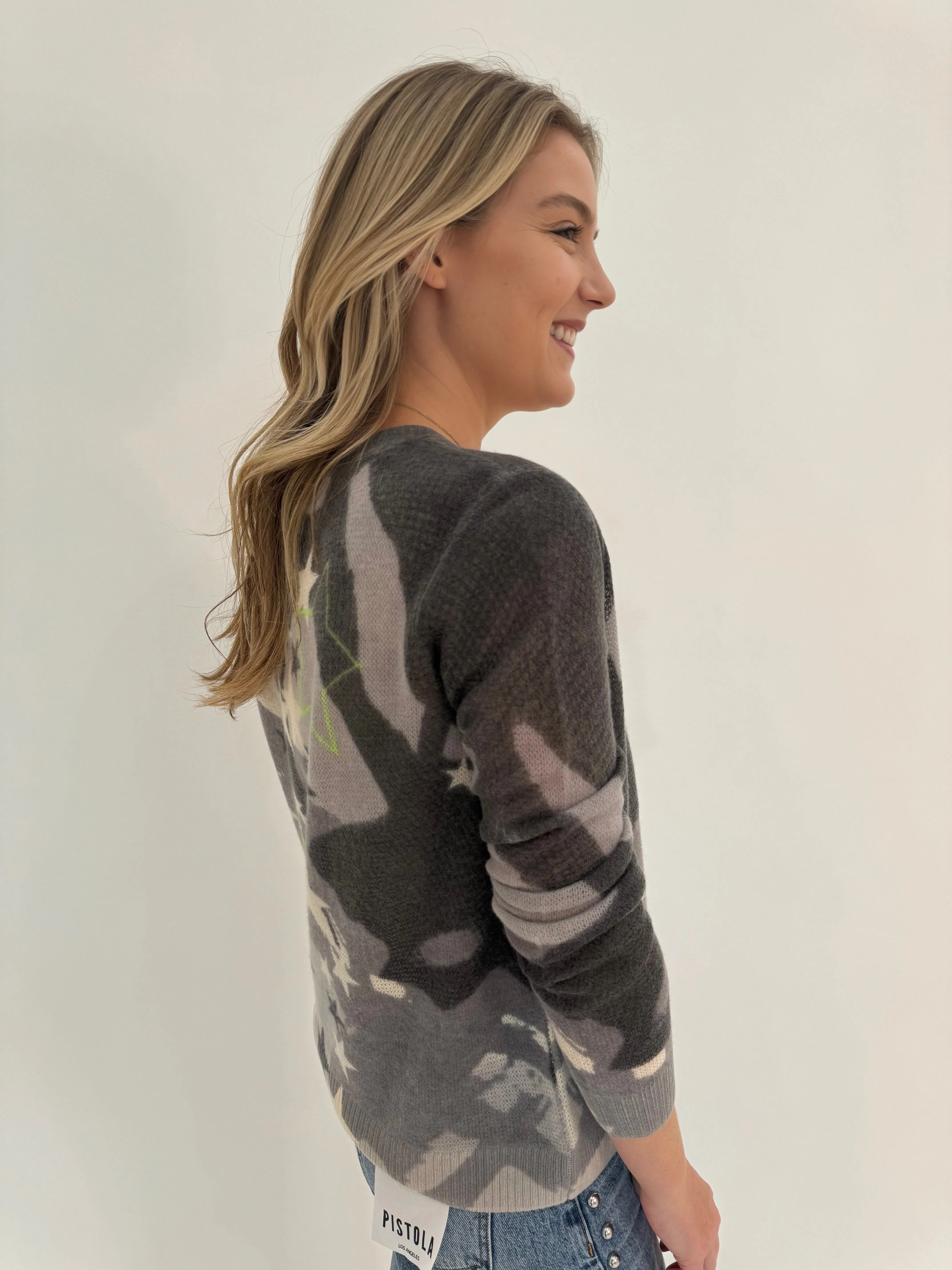 Solar Power Cashmere Star Print Sweater - Mid Grey