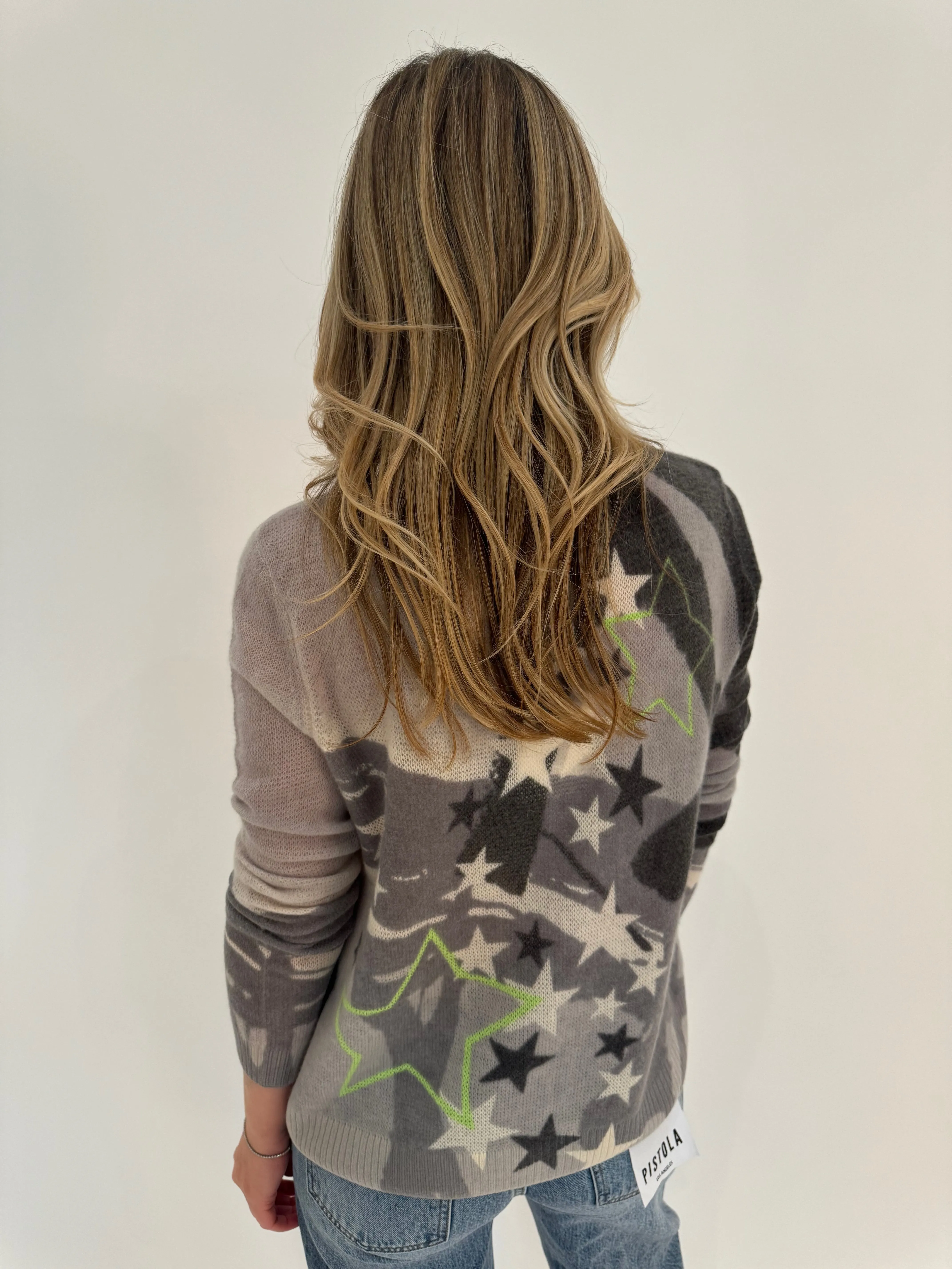 Solar Power Cashmere Star Print Sweater - Mid Grey