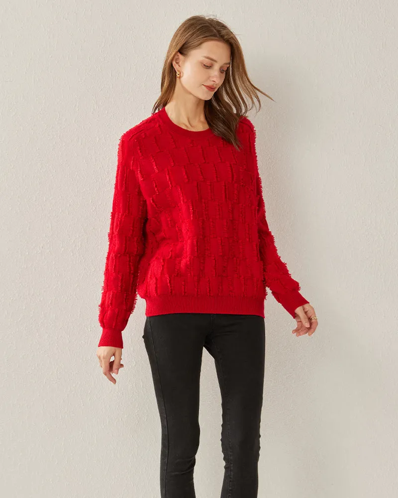 Solid Color Crew Neck Luxe Cashmere Sweater