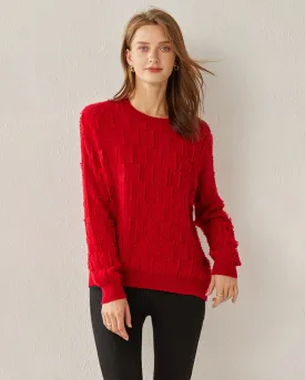 Solid Color Crew Neck Luxe Cashmere Sweater