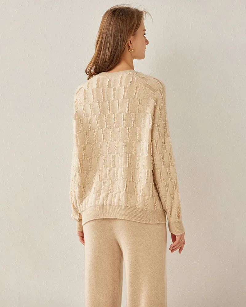 Solid Color Crew Neck Luxe Cashmere Sweater