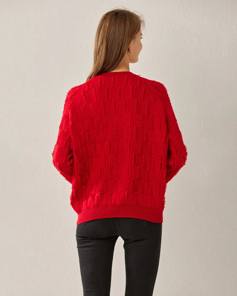 Solid Color Crew Neck Luxe Cashmere Sweater