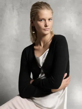 Sparkle Cashmere Bolero - Black & Oyster