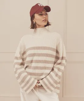 Super Luxe Cashmere Striped Turtleneck