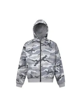 Thesupermade Camouflage Fleece Hooded  Jacket