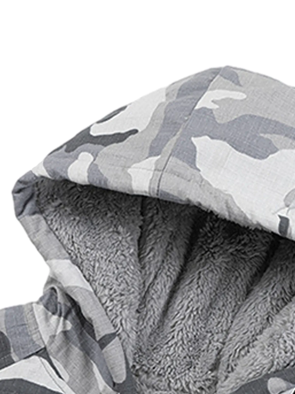 Thesupermade Camouflage Fleece Hooded  Jacket