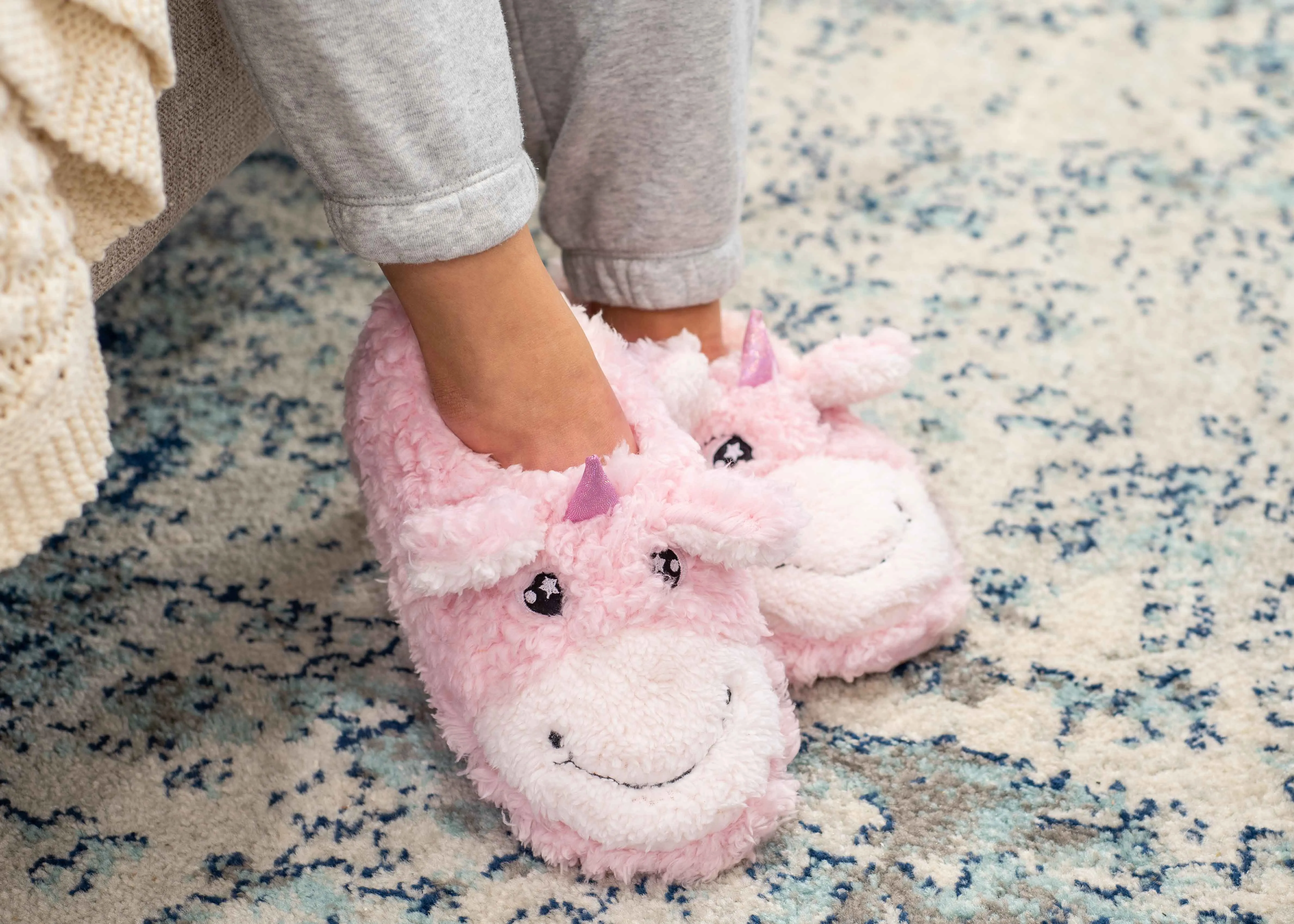 Unicorn Pink Women's Animal Cozy Plush Lined Non Slip Fuzzy Slipper - Large