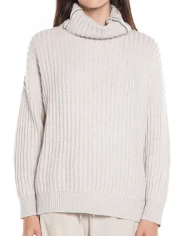 Warm White Cashmere Monili Turtleneck Sweater