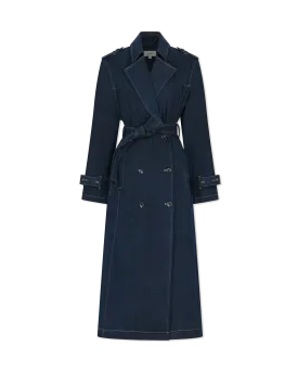 Washed Denim Trench Coat